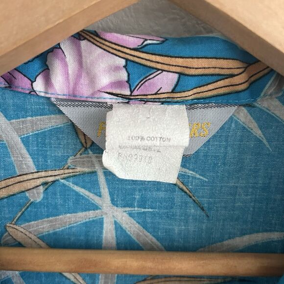 VTG Fast Breakers Cotton Hawaiian Shirt Irises Mens Large Resort Wear USA Made - Picture 5 of 15